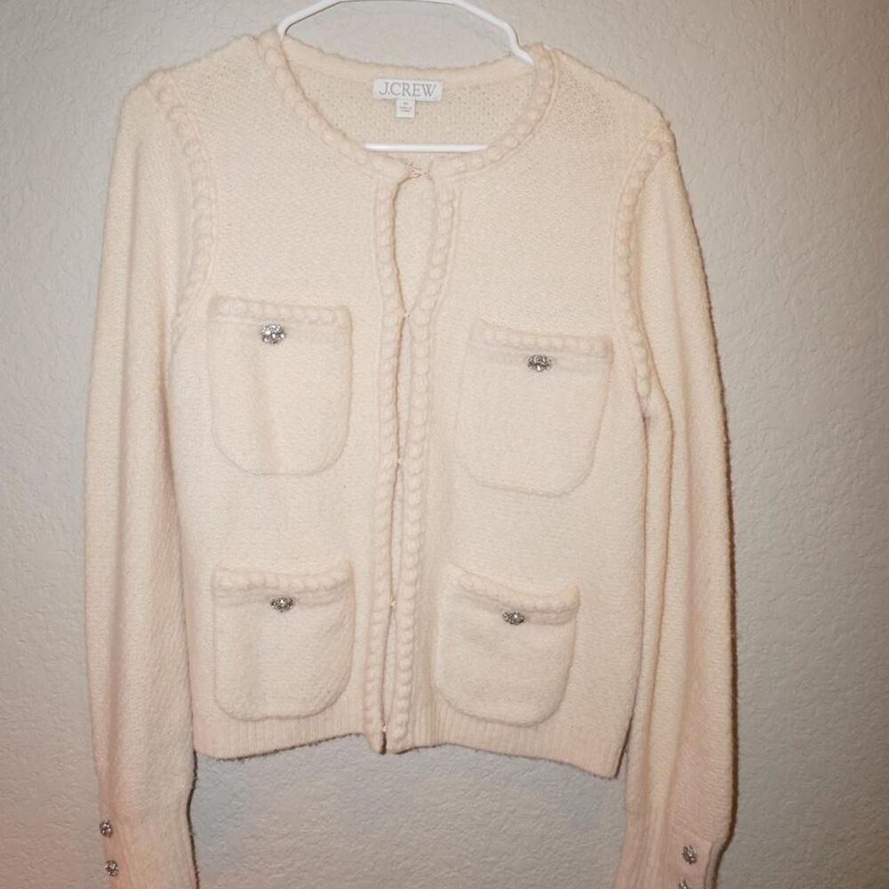 Jcrew Women's Cream and Pink Cardigan - Picture 4 of 6